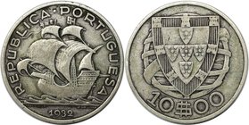 Europäische Münzen und Medaillen, Portugal. 10 Escudos 1932, Silber. KM 582. Sehr schön