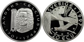 Europäische Münzen und Medaillen, Schweden / Sweden. Anders Celcius (1701-1744). 20 Ecu 1997, Silber. Polierte Platte