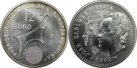 Europäische Münzen und Medaillen, Spanien / Spain. Spanische EU Präsidentschaft. 12 Euro 2002, Silber. KM 1049. Vorzüglich-stempelglanz