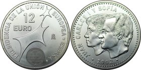 Europäische Münzen und Medaillen, Spanien / Spain. Spanische EU Präsidentschaft. 12 Euro 2002, Silber. KM 1049. Stempelglanz