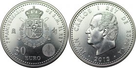 Europäische Münzen und Medaillen, Spanien / Spain. 75. Geburtstag von König Juan Carlos I. 30 Euro 2013, Silber. KM 1253. Stempelglanz