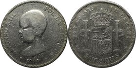Europäische Münzen und Medaillen, Spanien / Spain. Alfonso XIII. 5 Pesetas 1890, Silber. 0.72 OZ. KM 689. Sehr Schön
