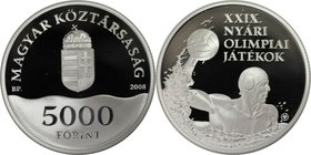 Europäische Münzen und Medaillen, Ungarn / Hungary. Olympische Spiele Peking, Wasserball. 5000 Forint 2008, Silber. KM 808. Polierte Platte
