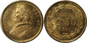 Europäische Münzen und Medaillen, Vatikan. Pius IX. 2.5 Scudi 1861, Gold. 4.33 g. Sehr schön-vorzüglich