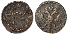 Russische Münzen und Medaillen, Elizabeth (1741-1762). Poluschka 1748, Kupfer. Bitkin 413. Sehr schön
