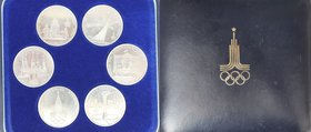 Russische Münzen und Medaillen, Lots und Sammlungen Russische Münzen und Medaillen. XXII. Olympische Spiele 1980 - Moskau. 6 x Rubel 1976-1980. Lot vo...