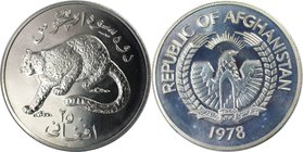 Weltmünzen und Medaillen, Afghanistan. Schneeleopard. 250 Afghanis 1978, Silber. 0.85 OZ. KM 978. Stempelglanz