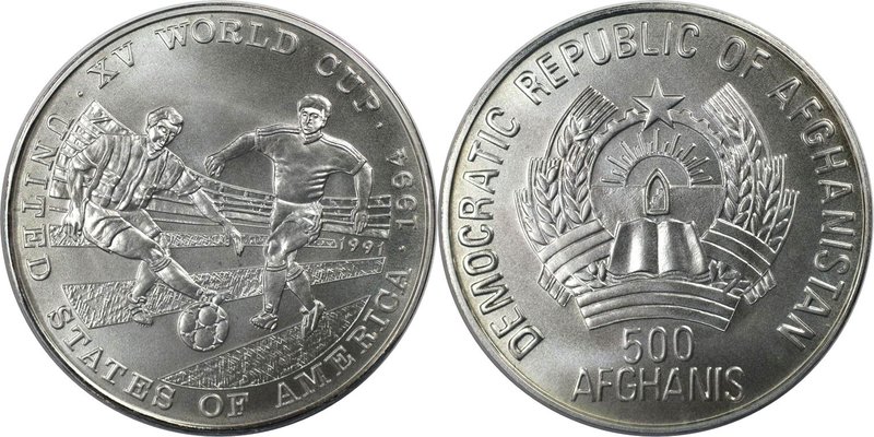 Weltmünzen und Medaillen, Afghanistan. Fußballweltmeisterschaft USA. 500 Afghani...