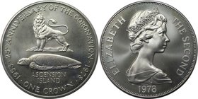 Weltmünzen und Medaillen, Ascension Insel / Ascension Island. 25. Jahrestag der Krönung. 1 Crown 1978, Silber. 0.84 OZ. KM 1a. Stempelglanz