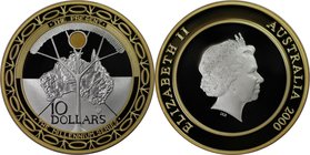 Weltmünzen und Medaillen, Australien / Australia. Millennium. 10 Dollars 2000, Silber, vergoldet. KM 511. Polierte Platte
