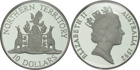 Weltmünzen und Medaillen, Australien / Australia. "Northern Territory". 10 Dollars 1992, 0,925 Silber. 0,591 OZ. 20 g. KM 188. Polierte Platte