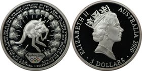 Weltmünzen und Medaillen, Australien / Australia. Olympische Spiele 2000 in Sydney - Känguru. 5 Dollars 2000, Silber. KM 382. Polierte Platte