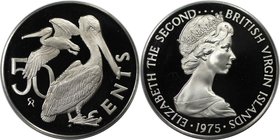 Weltmünzen und Medaillen, Britische Jungferninseln / British Virgin Islands. Pelikan. 50 Cents 1975, Silber. 0.50 OZ. KM 5. Polierte Platte