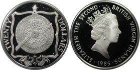 Weltmünzen und Medaillen, Britische Jungferninseln / British Virgin Islands. 20 Dollars 1985, Silber. 0.57 OZ. KM 54. Polierte Platte