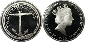 Weltmünzen und Medaillen, Britische Jungferninseln / British Virgin Islands. Anker. 20 Dollars 1985, Silber. 0.57 OZ. KM 53. Polierte Platte