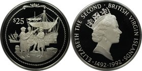 Weltmünzen und Medaillen, Britische Jungferninseln / British Virgin Islands. Entdeckung Amerikas - Kolumbus-Gruppe. 25 Dollars 1992, Silber. KM 125. P...