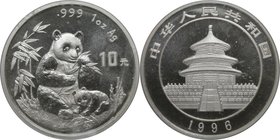 Weltmünzen und Medaillen, China. China Panda. 10 Yuan 1996, Silber. Polierte Platte, mit Kapsel