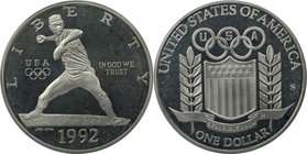 Weltmünzen und Medaillen, Vereinigte Staaten / USA / United States. XXV. Olympische Sommerspiele 1992 in Barcelona - Baseballspieler. Dollar 1992 S, S...