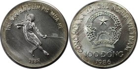 Weltmünzen und Medaillen, Vietnam. "1988 Sommerolympiade, Seoul". 100 Dong 1986, Silber. 10000 T. KM 24. Stempelglanz