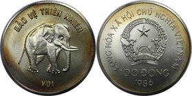 Weltmünzen und Medaillen, Vietnam. Elefant. 100 Dong 1986, Silber. 5000 T. KM 21. Stempelglanz