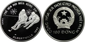 Weltmünzen und Medaillen, Vietnam. "1992 Winter Olympics, Albertville". 100 Dong 1990, Silber. 0.51 OZ. KM 32. Polierte Platte