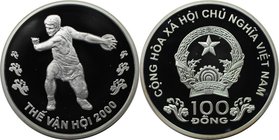 Weltmünzen und Medaillen, Vietnam. Diskuswerfer. 100 Dong 2000, Silber. KM 79. Polierte Platte