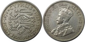 Weltmünzen und Medaillen, Zypern / Cyprus. George V. 45 Piastres 1928, Silber. KM 19. Sehr schön-vorzüglich