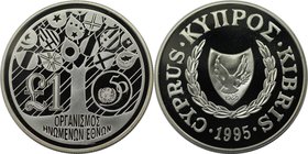Weltmünzen und Medaillen, Zypern / Cyprus. UNITED NATIONS. 1 Pound 1995, Silber. KM 69a. Polierte Platte