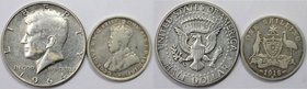 Weltmünzen und Medaillen, Lots und Sammlungen Weltmünzen und Medaillen. Vereinigte Staaten / USA. Half Dollar 1964 (Vz-St), Australien / Australia. Ge...