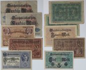 Banknoten, Deutschland / Germany, Lots und Sammlungen. Berlin, Darlehenskassenschein. 5 - 50 Mark 1914-18. Keller: 54c, 55, 49b, 50b. Lot von 5 Bankno...