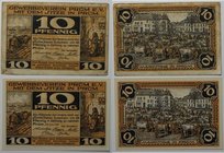 Banknoten, Deutschland / Germany, Lots und Sammlungen. Notgeld, Rheinland, Prum. 2 x 10 Pfennig 1921. Mehl 1079.2. Lot von 2 Banknoten. I-III