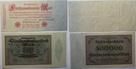 Banknoten, Deutschland / Germany, Lots und Sammlungen. 2 x 500 000 Mark 1923. Pick 88, 92. Lot von 2 Banknoten. UNZ, III
