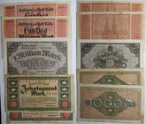 Banknoten, Deutschland / Germany, Lots und Sammlungen. Notgeld Köln, Inflation. 2 x 10 000 Mark 1923, 1 Mln Mark 1923, 2 x 50 Mln Mark 1923. Keller: 2...