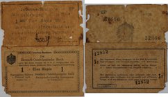 Banknoten, Deutsche Kolonien / German Colonies, Lots und Sammlungen. 1 Rupie 1916, 1 Rupie 1917. Pick 0928 a, 0936 b. Lot von 2 Banknoten. IV