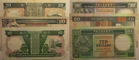 Banknoten, Hong Kong, Lots und Sammlungen. 10 Dollars 1992, 20 Dollars 1988, 20 Dollars 1994. Lot von 3 Banknoten. I