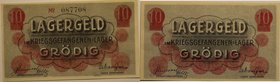 Banknoten, Österreich / Austria. Lagergeld im Kriegsgefangenen-Lager Grödig Nr. 087708. 10 Heller ND. II