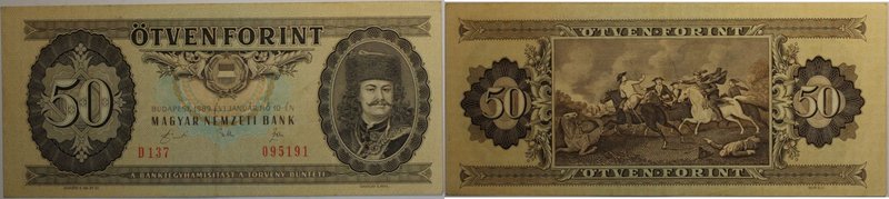 Banknoten, Ungarn / Hungary. MAGYAR NEMZETI BANK. 50 Forint 1989. P.170g. I