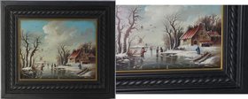 Kunst und Antiquitäten / Art and antiques. Ölgemälde. Niederländische Landschaft. Winter. Maße mit Rahmen: 36 x 30 cm. Signiert M. Merijsi (unten rech...
