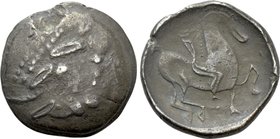 EASTERN EUROPE. Imitations of Philip II of Macedon (2nd century BC). Tetradrachm. Mint in the central Carpathian region. "Kinnlos" type.