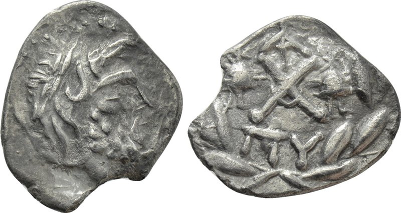 ACHAIA. Achaian League. Lakedaimon (Sparta). Triobol or Hemidrachm (Circa 85 BC)...