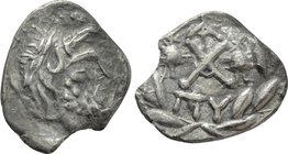 ACHAIA. Achaian League. Lakedaimon (Sparta). Triobol or Hemidrachm (Circa 85 BC).