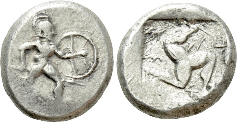 PAMPHYLIA. Aspendos. Stater (Circa 465-430 BC). 

Obv: Warrior advancing right...