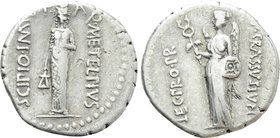 Pompeians Q. Caecilius Metellus Pius Scipio anD P. Licinius Crassus Junianus. Denarius (47-46 BC). Africa.