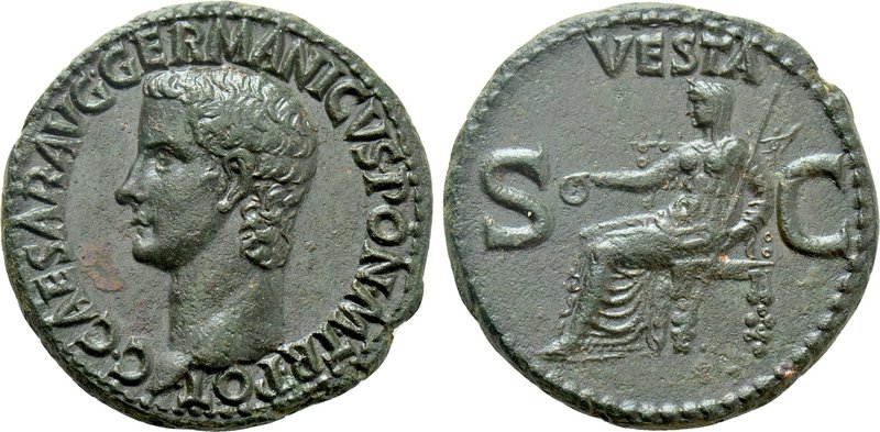 CALIGULA (37-41). As. Rome.

Obv: C CAESAR AVG GERMANICVS PON M TR POT.
Bare ...