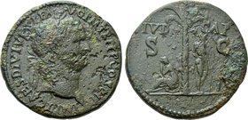 TITUS (79-81). Sestertius. Balkan mint, probably Perinthus in Thrace "Judaea Capta" issue.