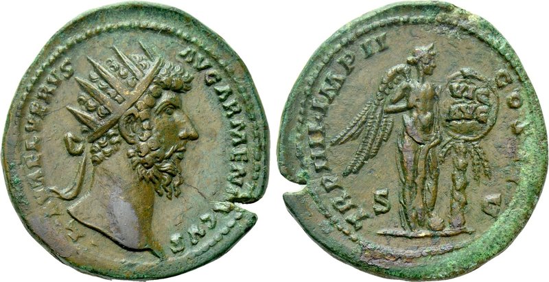 LUCIUS VERUS (161-169). Dupondius. Rome.

Obv: L AVREL VERVS AVG ARMENICVS.
R...