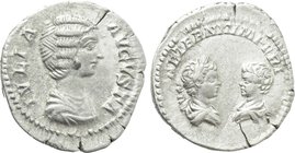 JULIA DOMNA with CARACALLA and GETA (Augusta, 193-217). Denarius. Rome.