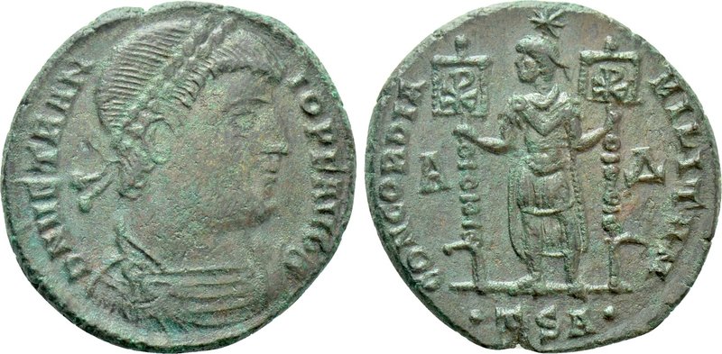 VETRANIO (350). Ae. Thessalonica. 

Obv: D N VETRANIO P F AVG. 
Laureate, dra...