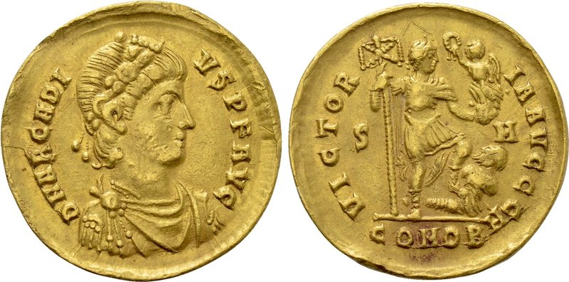 ARCADIUS (383-408). GOLD Solidus. Sirmium. 

Obv: D N ARCADIVS P F AVG. 
Diad...