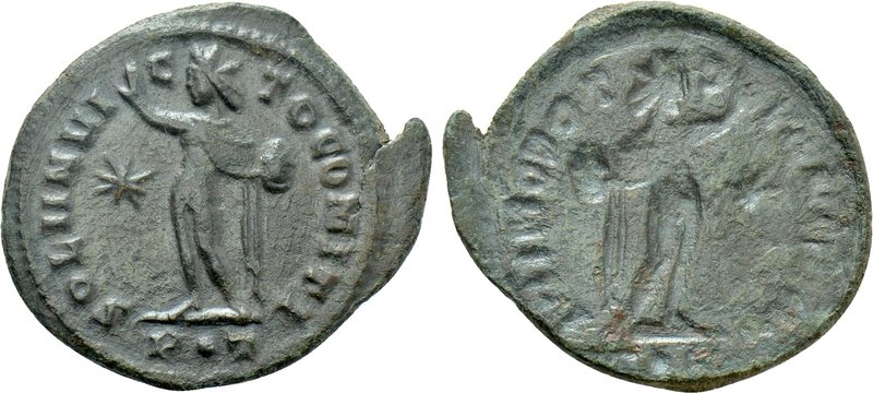 CONSTANTINIAN PERIOD. Follis. Ticinum. Reverse brockage. 

Obv: Incuse and rev...